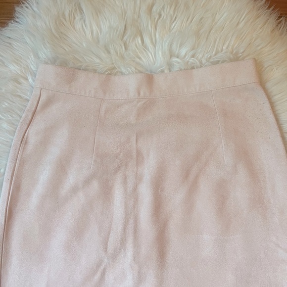 Misguided Pale Blush Pink Suede Midi Pencil Slit Back Skirt Career EUC - Picture 2 of 7